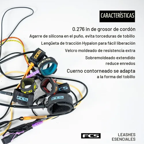 Vista 3 de FCS Correa Esencial para Tabla de Surf de 6' Todo Terreno - Negro Correa de Surf Ligera y Duradera de 6 pies para Olas de 2-8 pies, Agarre
