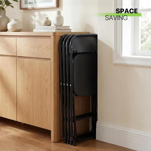 Vista 10 de Magshion Sillas plegables de plástico, paquete de 4 sillas de comedor plegables para bodas, fiestas, eventos, exteriores, interiores, silla ligera