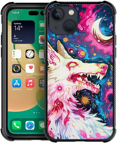 Vista 34 de Compatible con iPhone 13 Mini, diseño de H Art Cat Pattern, H Funda protectora de TPU resistente a arañazos y golpes para iPhone 13 Mini de 5.4