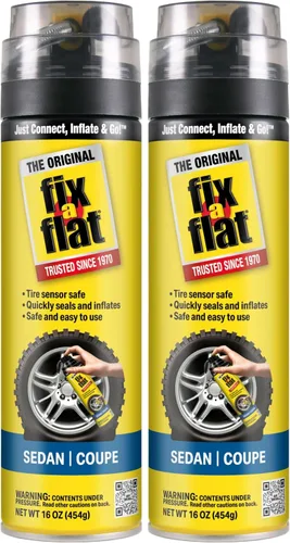 Vista 10 de Fix-a-Flat S60410 - Reparación e inflador de neumáticos planos de emergencia en aerosol, para neumáticos compactos, fórmula ecológica, ajuste