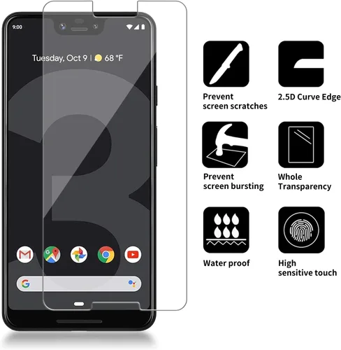 Vista 2 de Paquete de 4 protectores de pantalla de vidrio compatibles con Google Pixel 3 XL [dureza 9H], vidrio templado para pantalla HD, resistente a