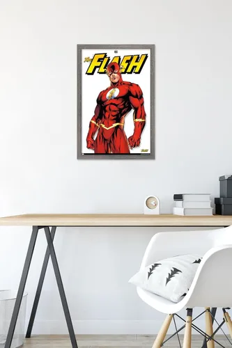 Vista 6 de Trends International DC Comics - Póster de pared The Flash Feature Series, 14.72 x 22.37 pulgadas, versión enmarcada de madera de granero