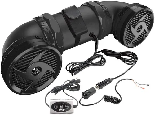 Vista 9 de Pyle Sistema de audio marino impermeable de 800 W con transmisión Bluetooth, luces LED y amplificador integrado, altavoces marinos Bluetooth de alta