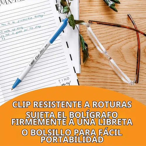 Vista 6 de BIC Clic Stic - Bolígrafo retráctil, punta media de 0.039 pulgadas, 50 unidades (azul)