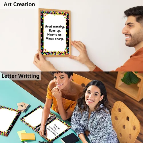 Vista 6 de 100 hojas de confeti de regreso a clases, papel de papelería negro de 8.5 x 11 pulgadas, papel para impresora de borde de computadora, papel