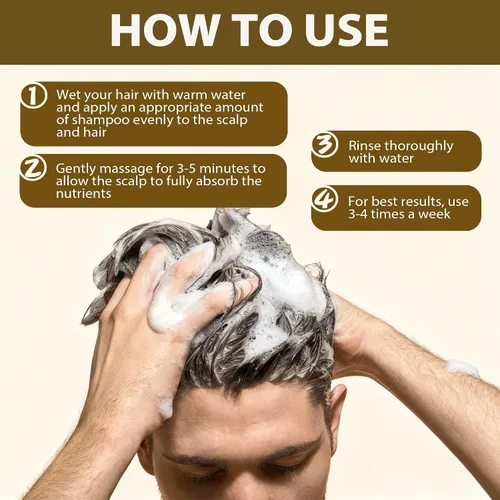 Vista 5 de Champú activador de raíces para hombres, champú para el crecimiento del cabello para pérdida de cabello y adelgazamiento del cabello, sin sulfato