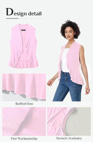 Vista 6 de Xeoxarel Cárdigan sin mangas para mujer con frente abierto (S-3XL)