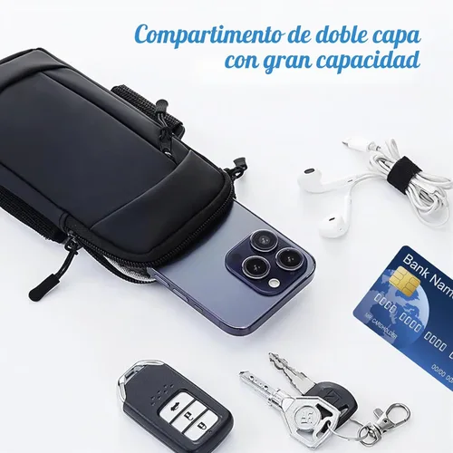 Vista 3 de Soporte para teléfono celular con banda para el brazo, bolsa cruzada 2 en 1