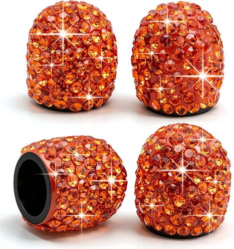 Vista 30 de 4 tapas de válvula de vástago de neumático de diamantes de cristal brillante, a prueba de polvo, tapas universales para válvulas de neumáticos