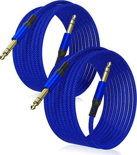Vista 8 de Elebase 1/4 Pulgada TRS Cable de Instrumento 1 Metro 2Pack, Cable de Audio Estéreo de Conexión de 6.35mm Macho Recto, Línea Equilibrada de 6.35mm