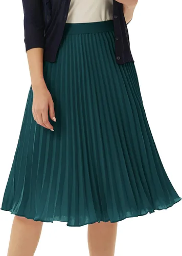 Vista 35 de GRACE KARIN - Falda plisada de gasa para mujer, con cintura alta y elástica, vuelo, corte acampanado y longitud por debajo de la rodilla