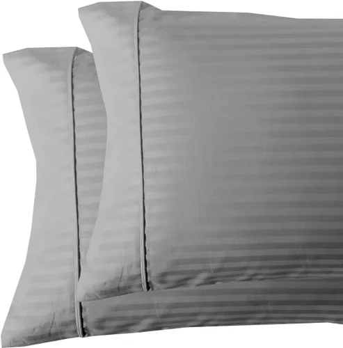 Vista 7 de Royal Tradition Damasco rayado 580 hilos, 100 % algodón tamaño Queen juego de sábanas de cama beige
