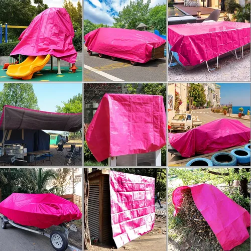 Vista 6 de STARPYNG-12 Mil Pink/Silver 5x20 Feet Tarp-Heavy Duty Poly Tarp-Cover,Waterproof, UV Resistant, Weather Resistant, Cover Cars, Boats