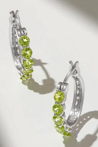 Vista 2 de Aretes de aro de plata de ley 925 de 0.118 in con piedras preciosas - Elección de color de gema