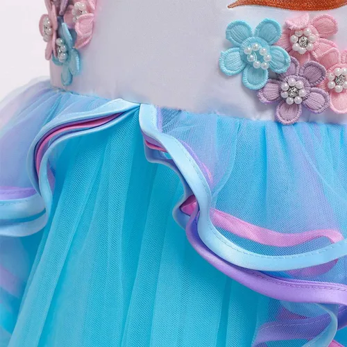 Vista 18 de REXREII Vestido largo de tul de manga larga para niñas con diadema, disfraz de Halloween, princesa, cumpleaños, Navidad, baile