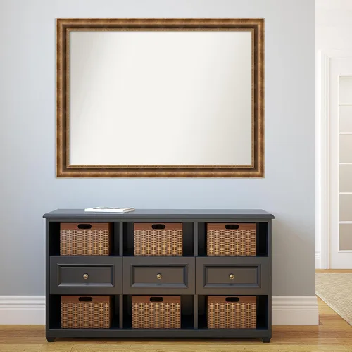 Vista 500 de Amanti Art Espejo de pared personalizado no biselado (25 x 25 pulgadas), marco de bronce acentuado, varios tamaños personalizados, espejo de baño