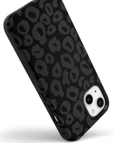 Vista 4 de Casely Funda para iPhone 14 Plus Compatible con MagSafe Into The Wild Funda para teléfono con diseño de leopardo negro