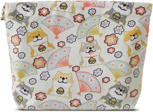 Vista 27 de HAPPYHEIDI Bolsa de maquillaje grande bolsa de cosméticos de viaje, bordado Teabreak Negro Floral