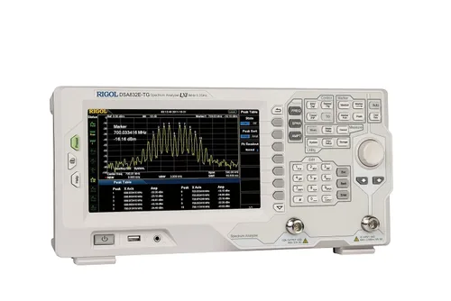 Vista 7 de Rigol Analizador de espectro DSA832E-TG, analizador de espectro barrido, Rango de frecuencia 9kHz ~ 3.2GHz, descripción 10Hz ~ 1MHz, con fuente