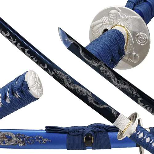 Vista 2 de 1045/1060 acero de alto carbono forjado a mano tradicional, espada katana templada térmicamente, espadas samurai japonesas, espadas completas