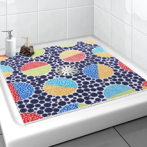 Vista 20 de Tapete de Ducha Cuadrado Extra Grande, Yonala 36 x 36 Pulgadas Tapetes de Ducha Elegantes Antideslizantes para Interior de Ducha con Orificio