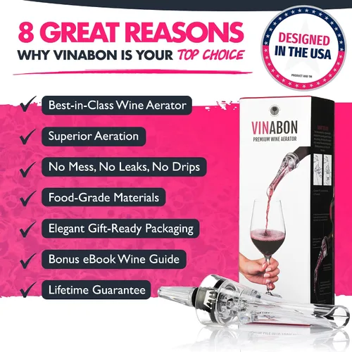 Vista 2 de VINABON Boquilla Vertedora Aireadora de Vino – Aireador de Vino Profesional Actualizado 2026 para Sabor Superior, Bouquet Mejorado y Acabado Rico