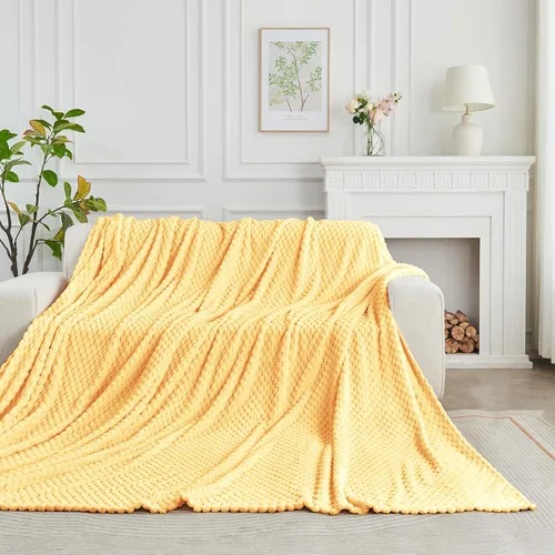 Vista 9 de FY FIBER HOUSE Manta de Vellón para Sofá 300GMS Súper Suave de Felpa Difusa Mantas y Cobijas para Sofá Cama Oficina, 40x50 Pulgadas, Beige