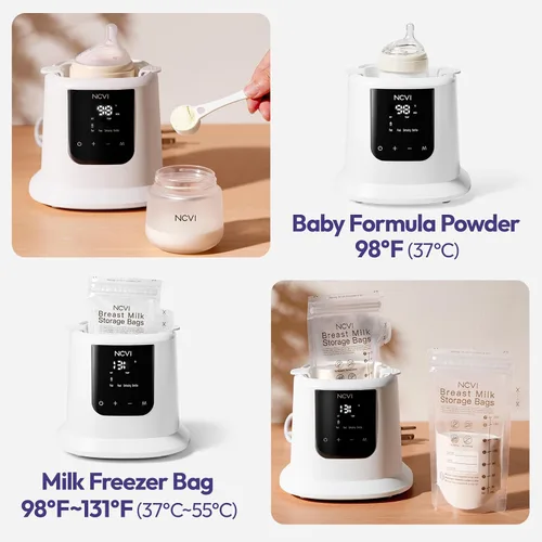 Vista 6 de NCVI Calentador de leche para bebé, calentamiento rápido de 3 minutos, 8 en 1, calentador de bolsas de leche materna para bebés con temporizador