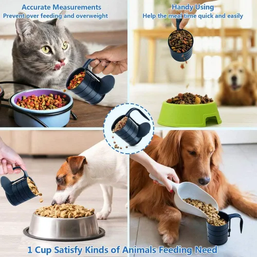 Vista 6 de Joansan - Cucharas de comida para perros, taza ajustable para alimentos para mascotas Cuchara medidora para mascotas, perros, gatos y pájaros