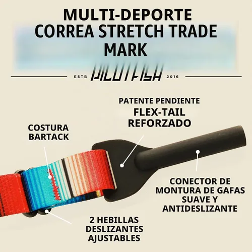 Vista 3 de Pilotfish Correas flexibles para gafas, ajustables para deportes, se adaptan a anteojos y lentes de sol