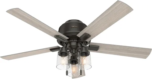 Vista 12 de Hunter Ventilador de techo interior de 44 pulgadas con luces LED, ventilador de techo con cadena de tracción, para dormitorio, sala de estar