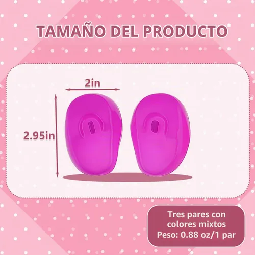 Vista 2 de 3 pares de orejeras de silicona suave para teñir el cabello, cubierta protectora para el oído, protección para el tratamiento del cabello