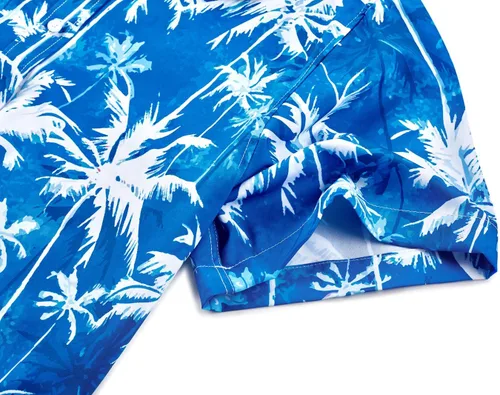 Vista 5 de EUOW - Camisas hawaianas para hombre de manga corta con botones, estampadas para la playa y el verano