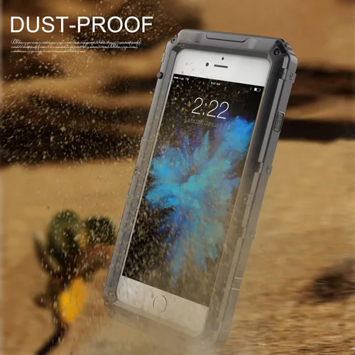 Vista 5 de Mitywah Funda impermeable para iPhone 7/iPhone 8 / iPhone SE 2020, funda de metal resistente de grado militar, protección de cuerpo completo