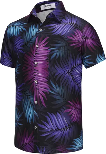 Vista 15 de KYKU Hawaiian Shirt for Men: Tropical Summer Beach Short Sleeve Button Down Shirt with Pocket