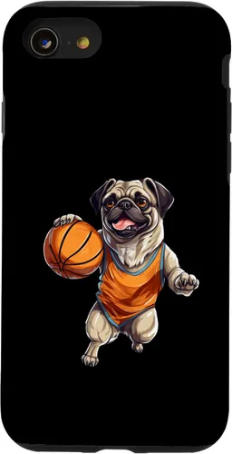 Vista 13 de Funda de diseño de baloncesto para iPhone 14 Cool Pug Playing