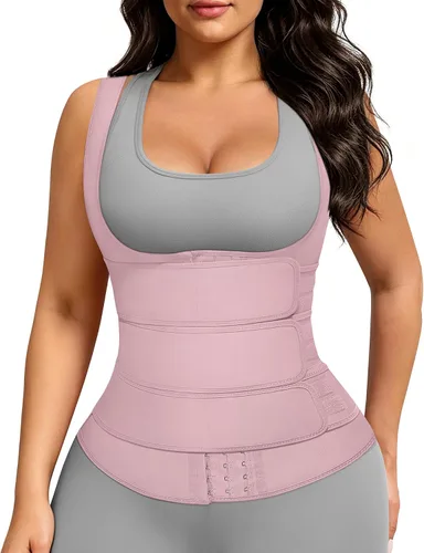 Vista 8 de FeelinGirl Entrenador de cintura para mujer, chaleco de cintura de látex A-Negro