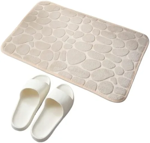 Vista 3 de Alfombra antideslizante de Baño con Relieve de Adoquines, Alfombras Antideslizantes En Lavabo, Alfombra De Suelo Lateral De Bañera, Felpudo De