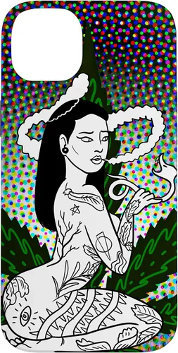 Vista 15 de iPhone 16 Weed Smoking Babe Marihuana Cannabis Smoke Stoner 420 Estuche de regalo