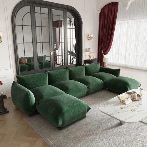Vista 15 de JACH Mid-Century - Sofá modular moderno de felpilla para sala de estar, sofás minimalistas profundos de 3 asientos con cojín grueso, muebles cómodos