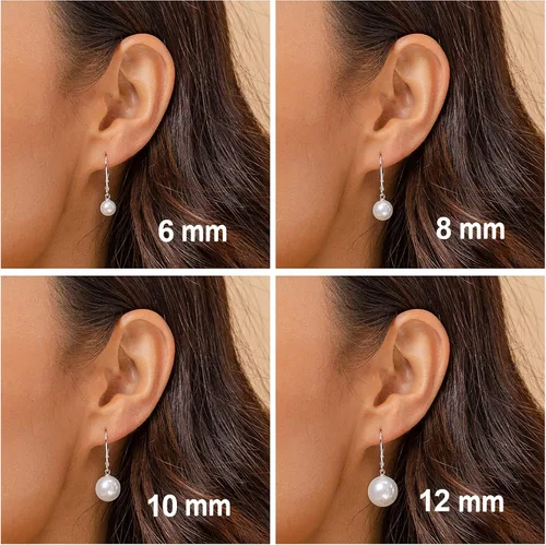 Vista 4 de PAVOI - Aretes de perlas cultivadas de agua dulce de calidad AAA+, aretes de perlas con palanca posterior de agarre