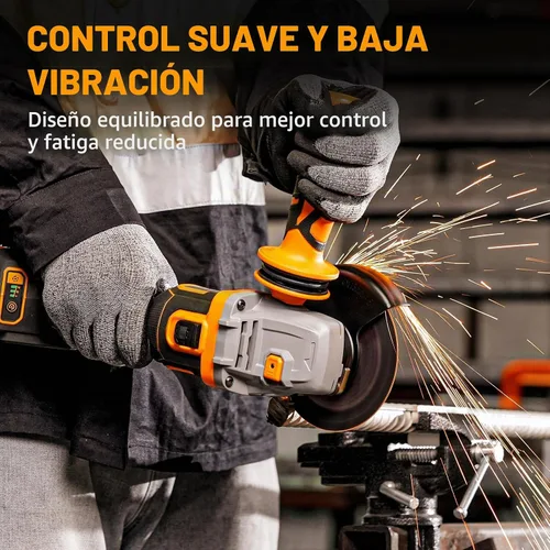 Vista 5 de ALLOYMAN Kit de amoladora angular inalámbrica de 20 V, 4-1/2 pulgadas, sin escobillas, variable 9,500 RPM, sistema de seguridad múltiple y color1