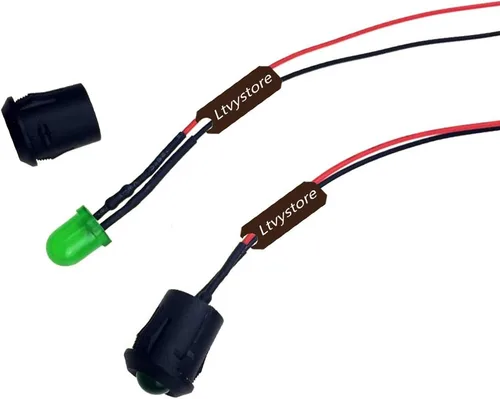 Vista 5 de 8MM 24V LED verde precableado 7.87 pulgadas lámpara bombilla pre-cableado emisor diodo y negro 0.315 in LED plástico clip titular panel