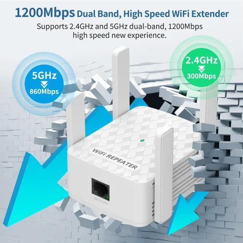 Vista 3 de Amplificador de señal WiFi, repetidor inalámbrico de Internet para cobertura del hogar de hasta 10000 pies cuadrados y 35 dispositivos, amplificador