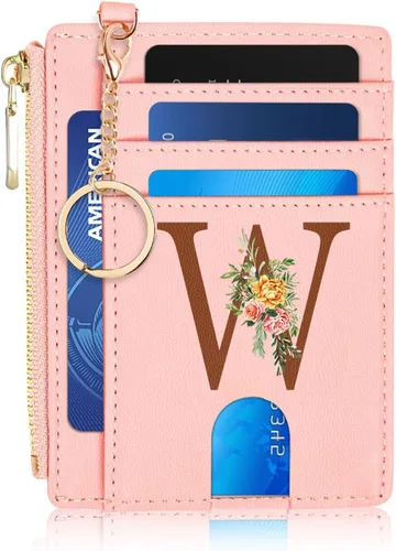 Vista 23 de Tarjetero para mujer minimalista y delgado con bolsillo frontal, bloqueo RFID, cartera compacta con ventana para identificación y bolsillo