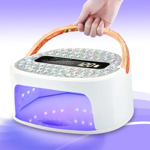 Vista 7 de Lámpara de uñas LED UV, secador de uñas inalámbrico recargable para esmalte de gel, luz UV de uñas con 45 cuentas y mango, lámpara profesional