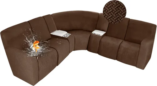 Vista 78 de ALIECOM Fundas 100% impermeables para sofá seccional reclinable, forma de L, elásticas, para esquina, funda para sofá seccional reclinable, lavable