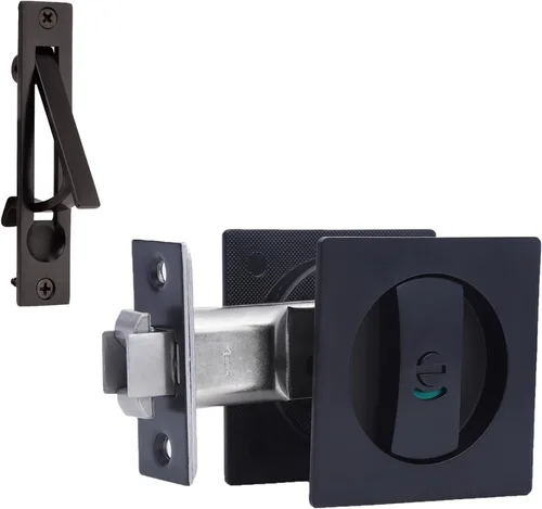 Vista 18 de Dontay Cerradura de indicadores codificados por color para puerta de bolsillo, cerradura de manijas de privacidad (cama/baño), fondo de 2-3/8 Níquel