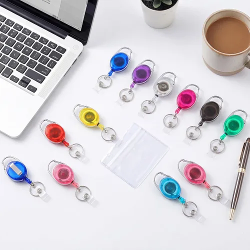 Vista 5 de Yaomiao Paquete de 100 carretes retráctiles para tarjetas de identificación con clips, carretes resistentes para tarjetas de identificación, a