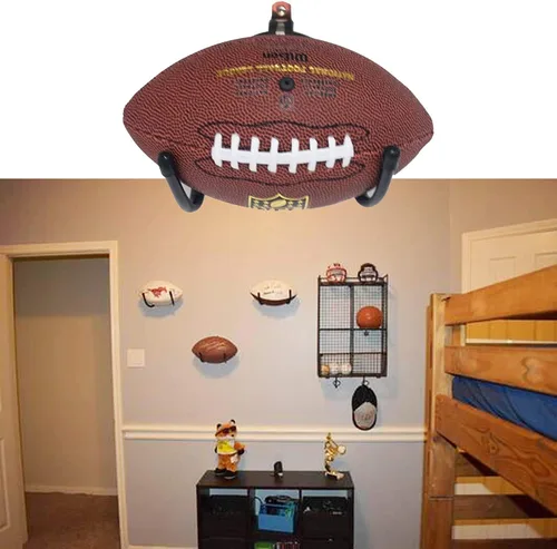 Vista 6 de Pmsanzay Soporte de pared para fútbol americano, almacenamiento de pared de fútbol, forma de garra de W ajustable, ideal para casco de fútbol